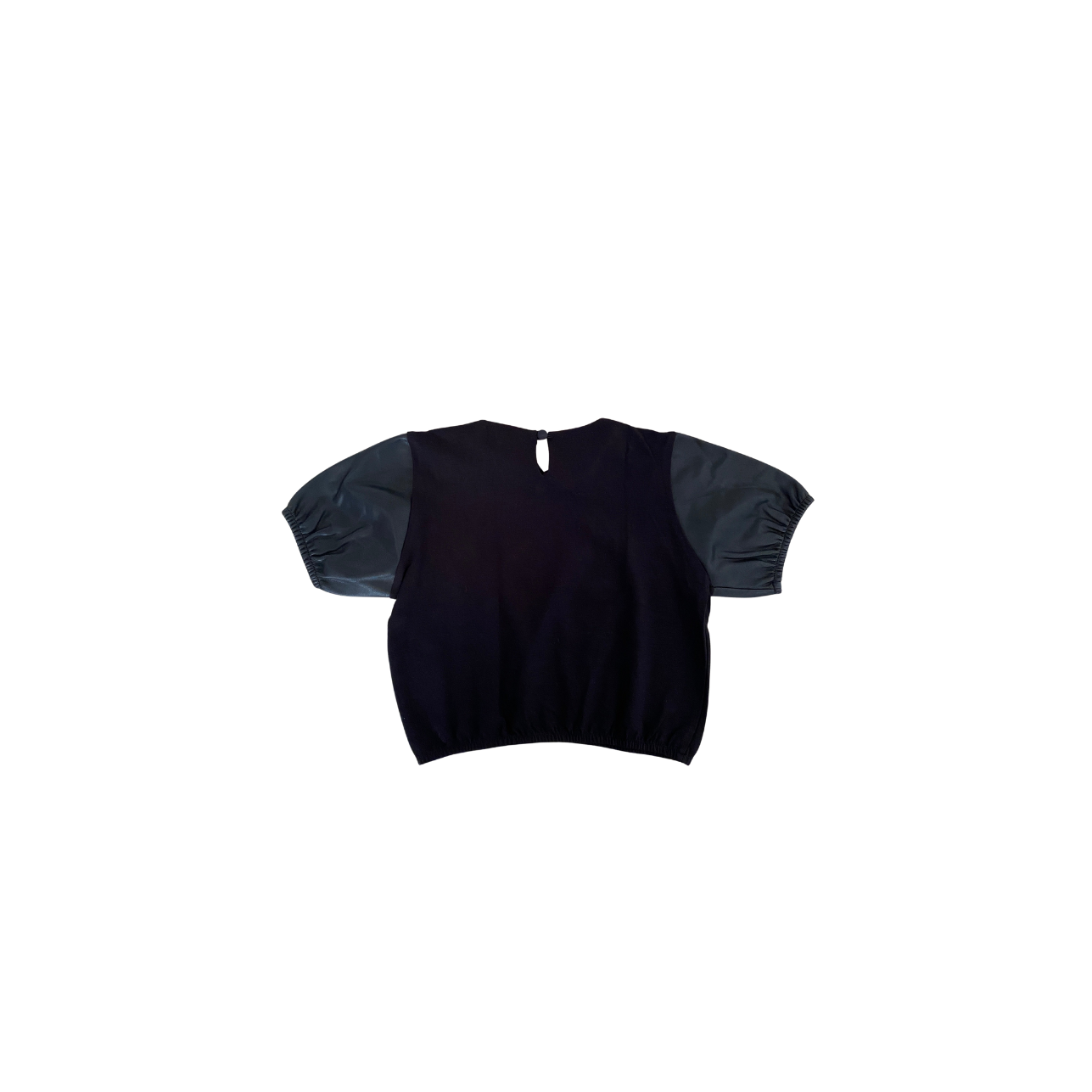 Blusa Cropped com manga em couro fake "MIXED Kids"
