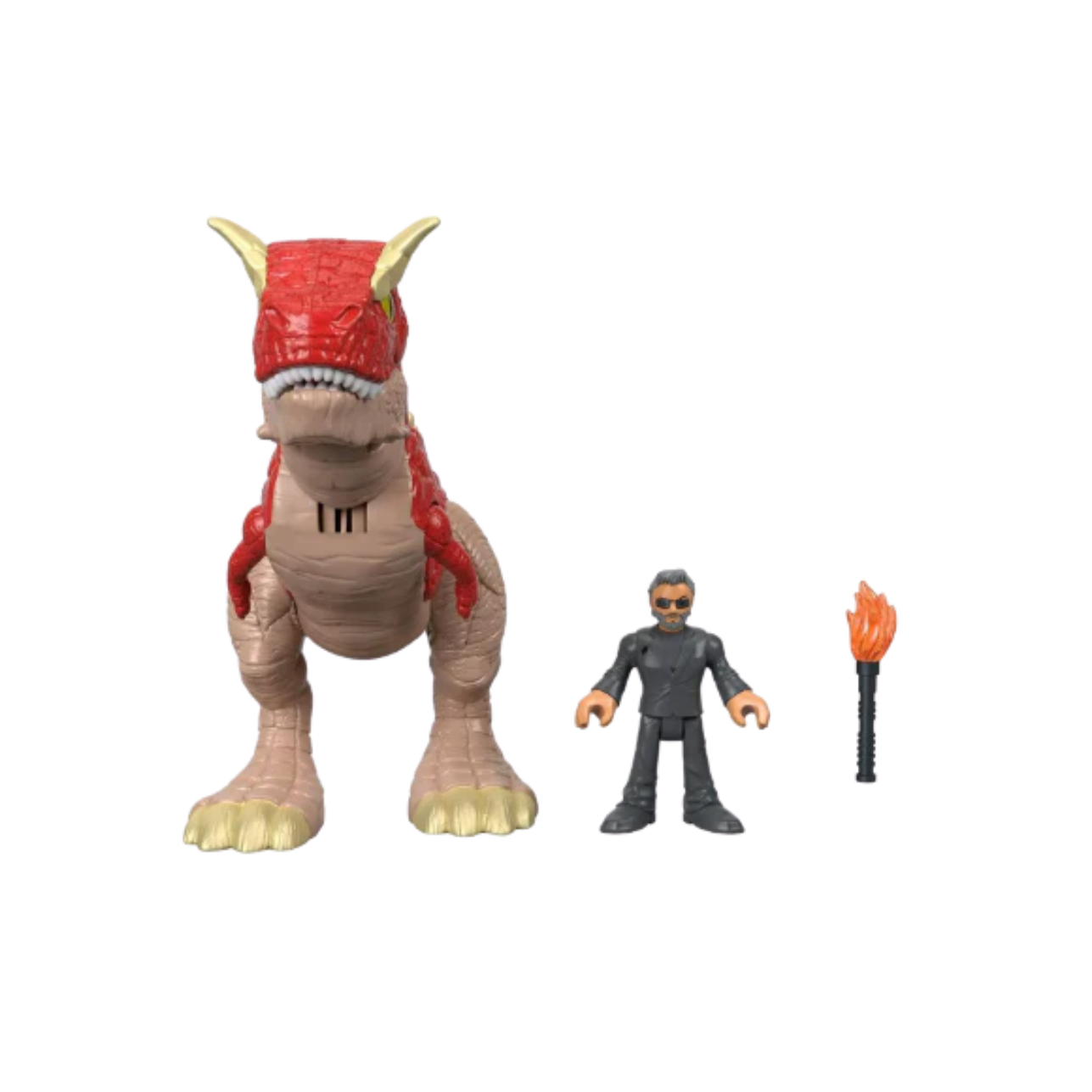 Dinossauro "Jurassic World Carnotaurus e Dr. Malcolm - Mattel"