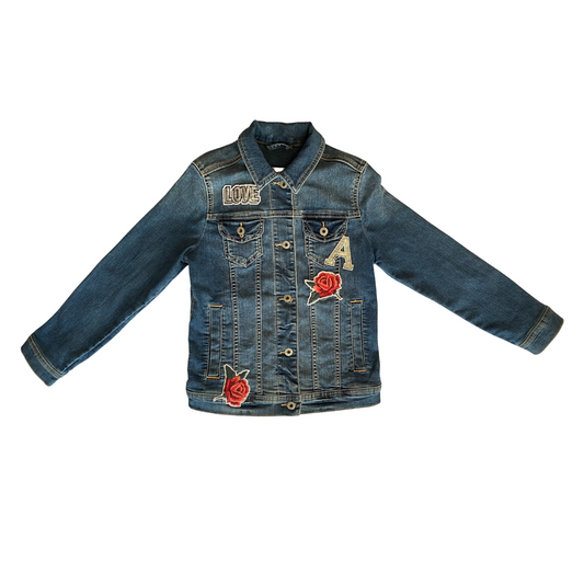 Jaqueta Jeans "Rosas e LOVE - Abercrombie&Fitch Kids"
